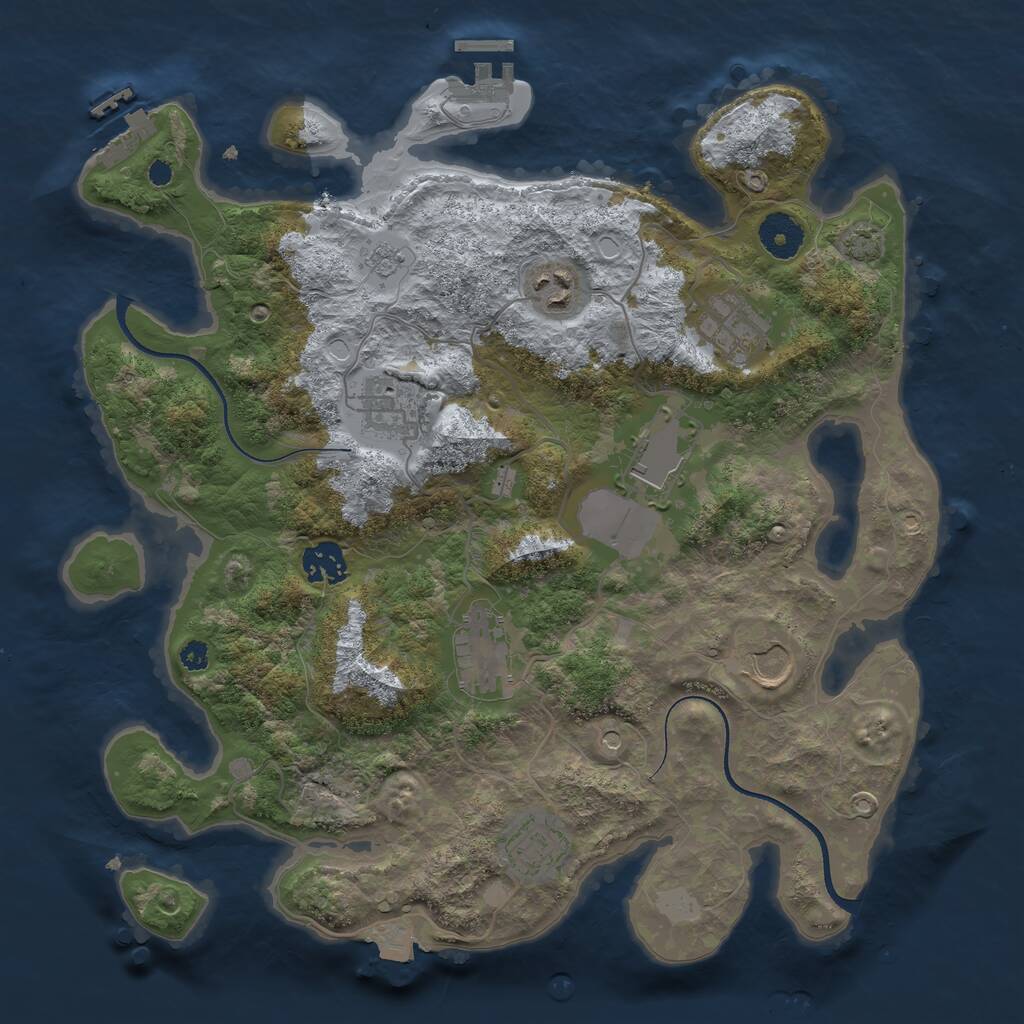 Rust Map: Procedural Map, Size: 3500, Seed: 624843458, 14 Monuments