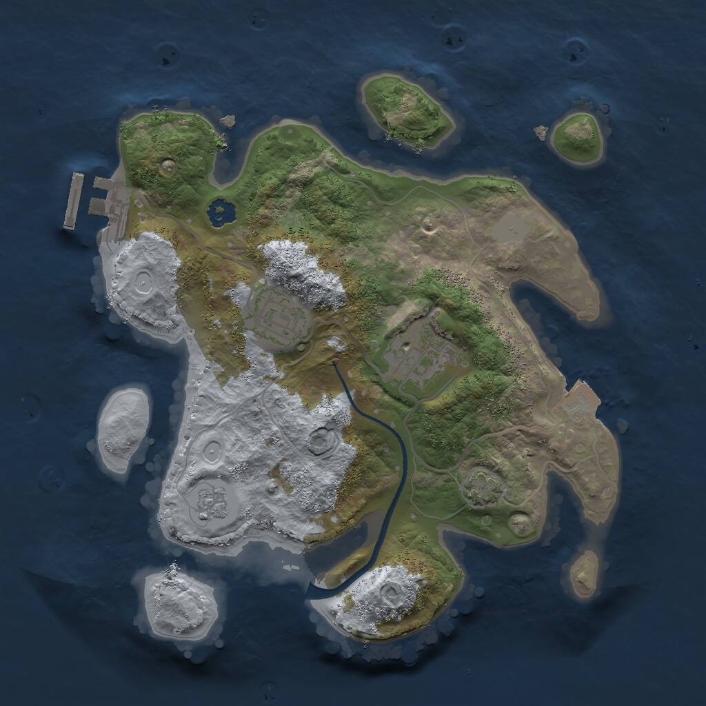 Rust Map: Procedural Map, Size: 2500, Seed: 658635338, 6 Monuments