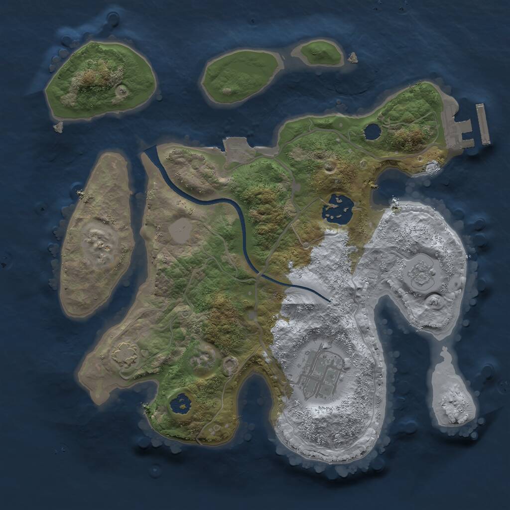 Rust Map: Procedural Map, Size: 2500, Seed: 53419390, 6 Monuments