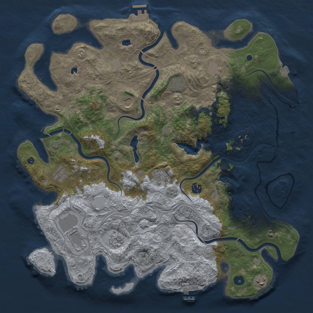 Rust Map: Procedural Map, Size: 4500, Seed: 6535, 16 Monuments