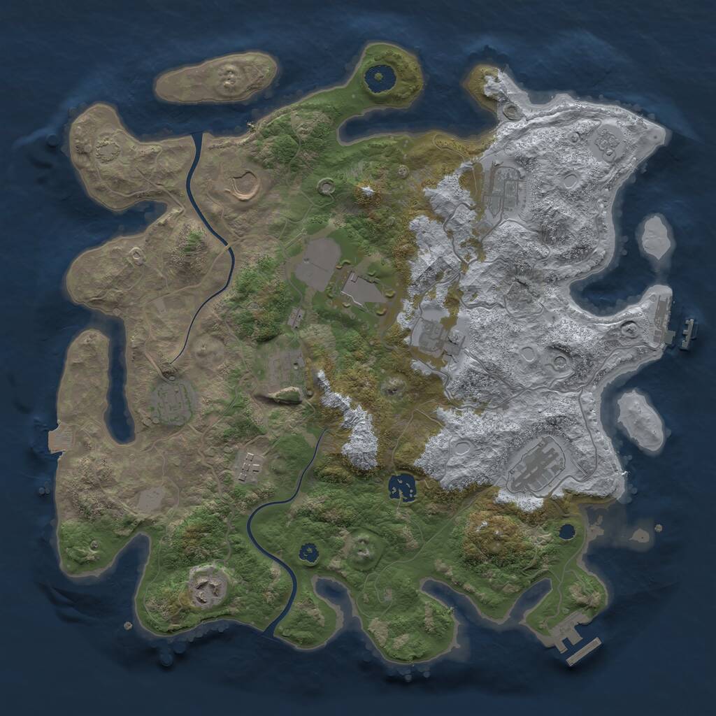 Rust Map: Procedural Map, Size: 3700, Seed: 1831077715, 16 Monuments