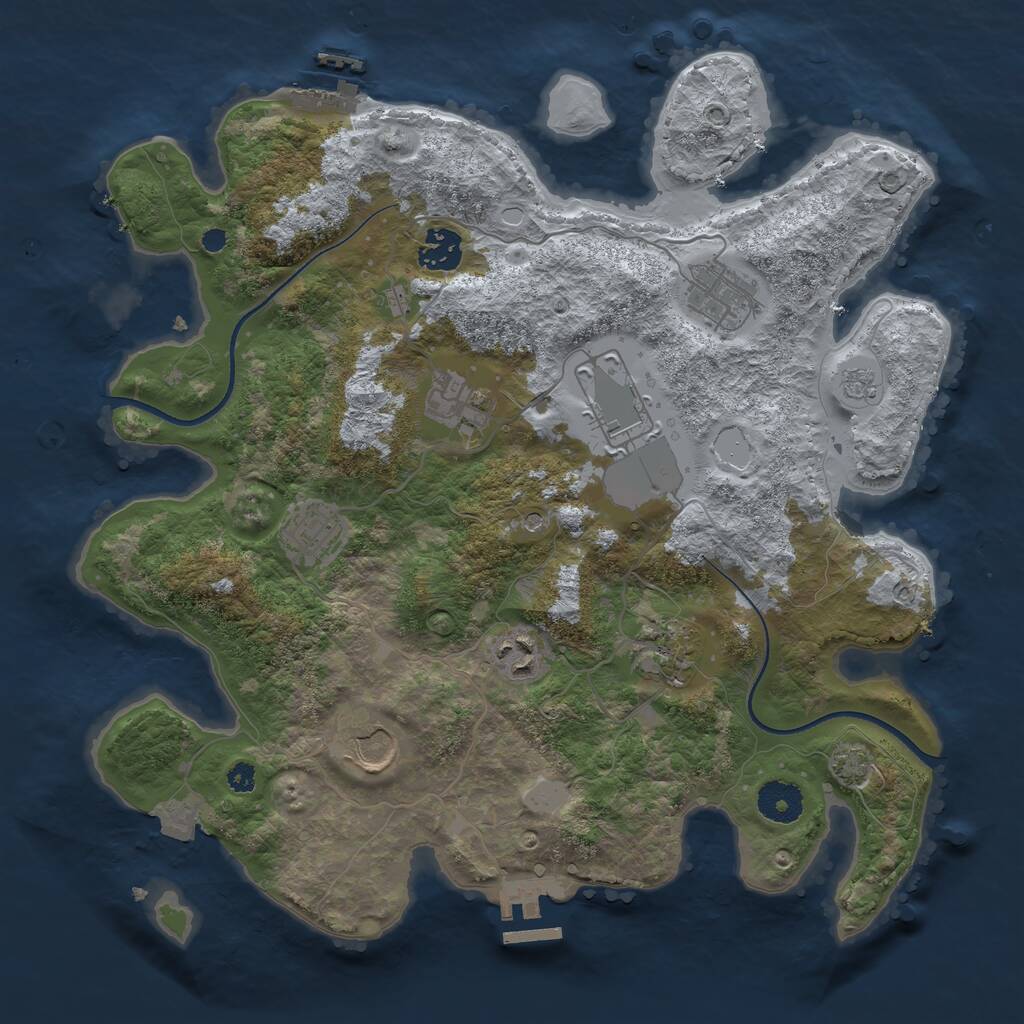 Rust Map: Procedural Map, Size: 3500, Seed: 1194316994, 14 Monuments