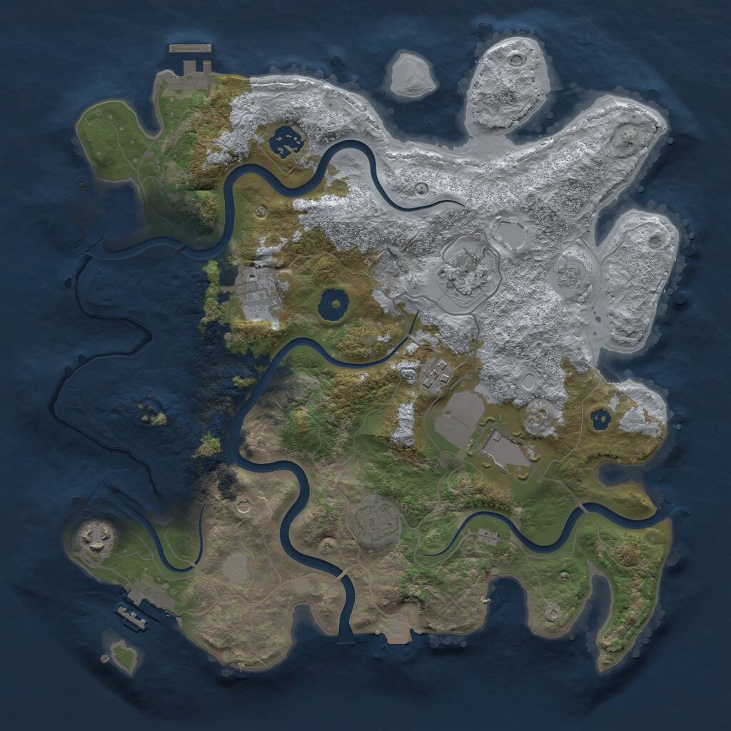 Rust Map: Procedural Map, Size: 3500, Seed: 1194316994, 13 Monuments