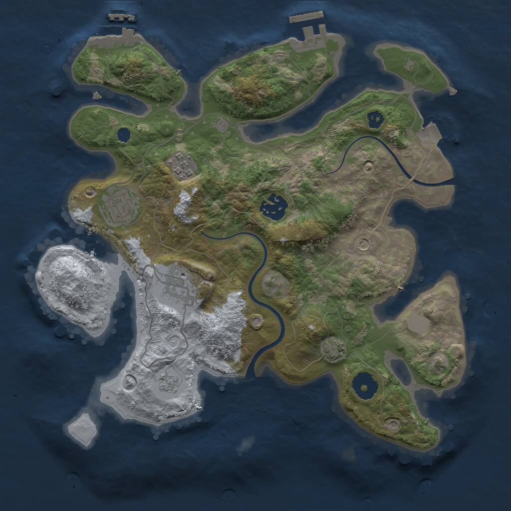 Rust Map: Procedural Map, Size: 3000, Seed: 7021594, 10 Monuments