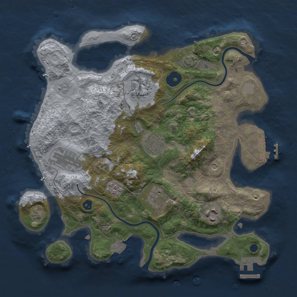 Rust Map: Procedural Map, Size: 3000, Seed: 1535743044, 12 Monuments