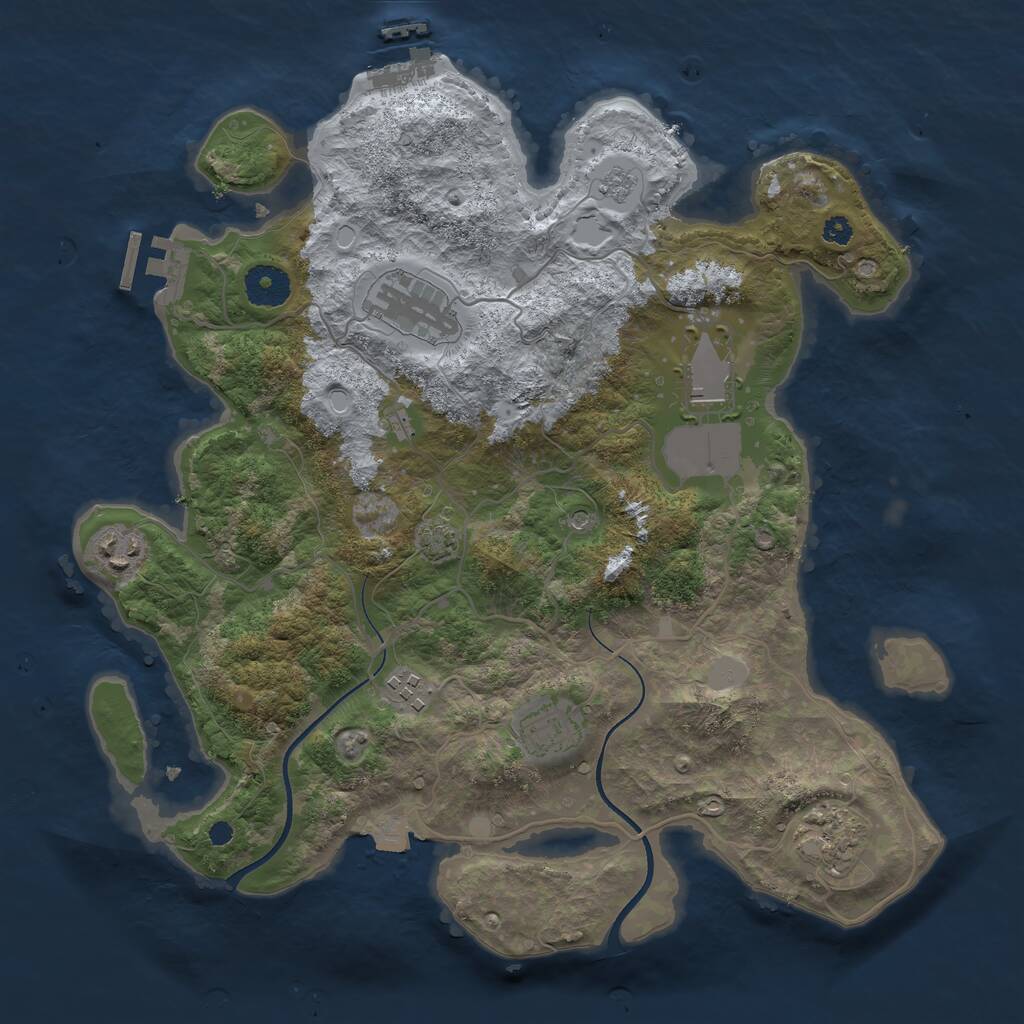 Rust Map: Procedural Map, Size: 3500, Seed: 262451663, 12 Monuments