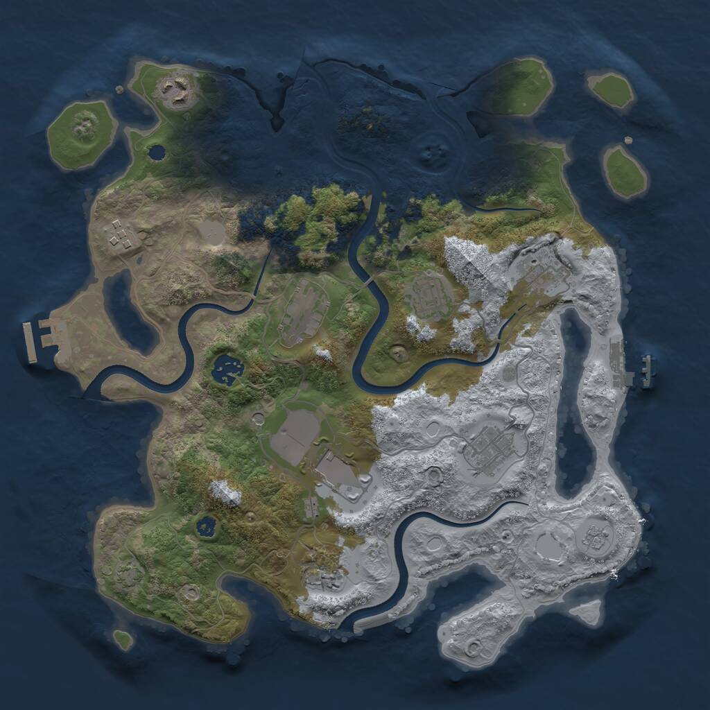Rust Map: Procedural Map, Size: 3500, Seed: 1197958070, 15 Monuments