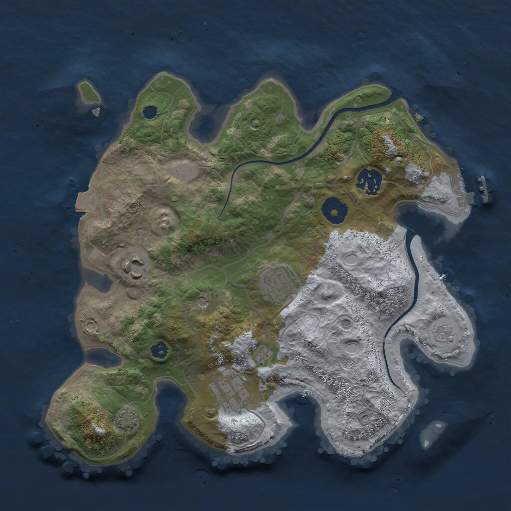 Rust Map: Procedural Map, Size: 3000, Seed: 1319376102, 9 Monuments