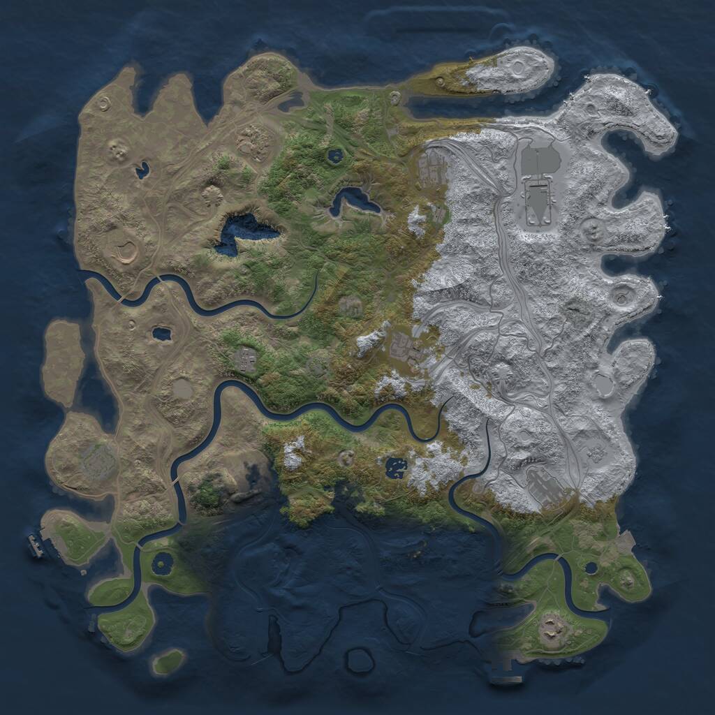 Rust Map: Procedural Map, Size: 4800, Seed: 722532543, 17 Monuments