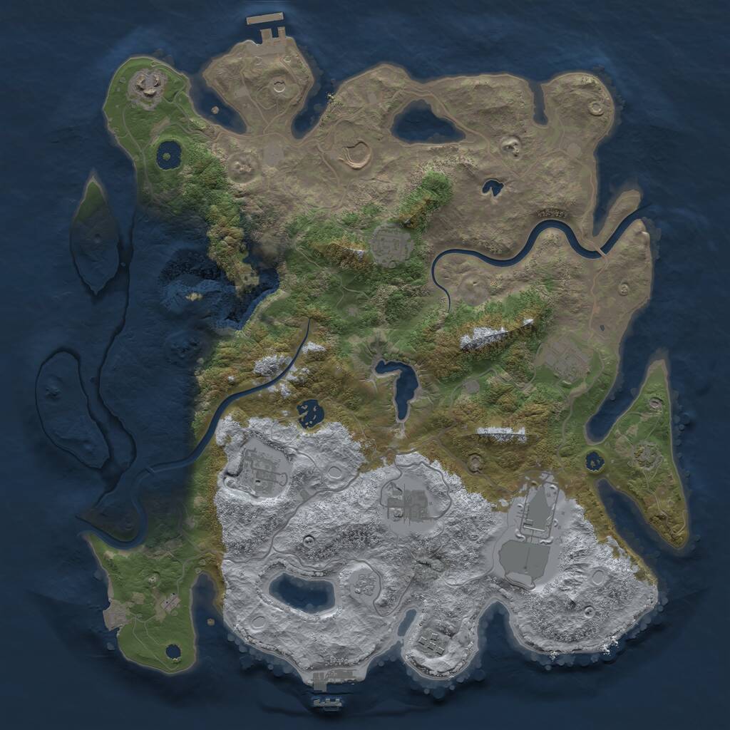 Rust Map: Procedural Map, Size: 4000, Seed: 760123, 15 Monuments