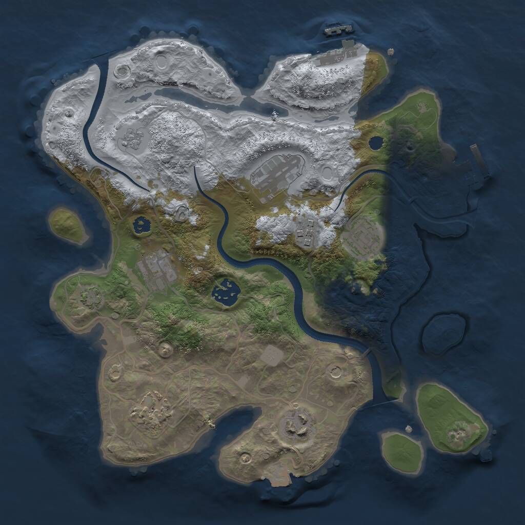 Rust Map: Procedural Map, Size: 3000, Seed: 9987, 13 Monuments