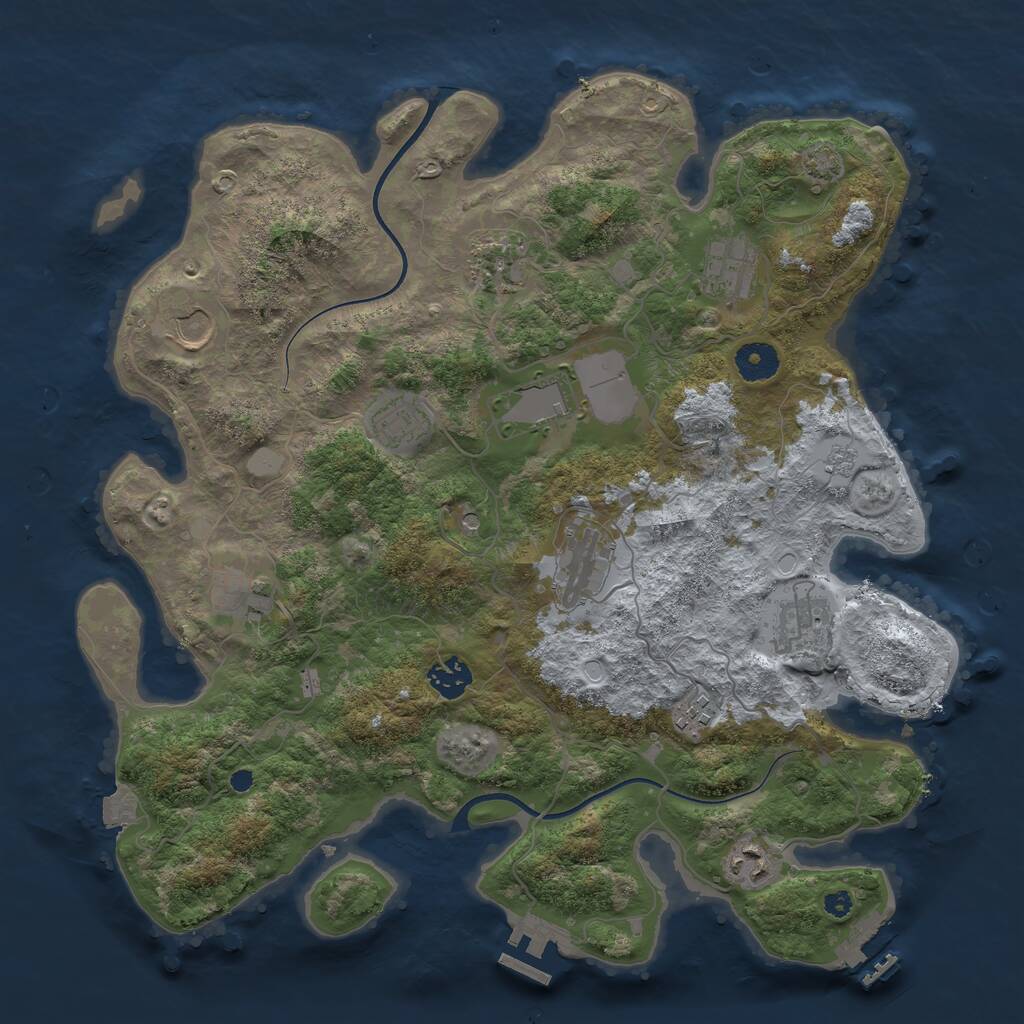 Rust Map: Procedural Map, Size: 3750, Seed: 423161510, 17 Monuments