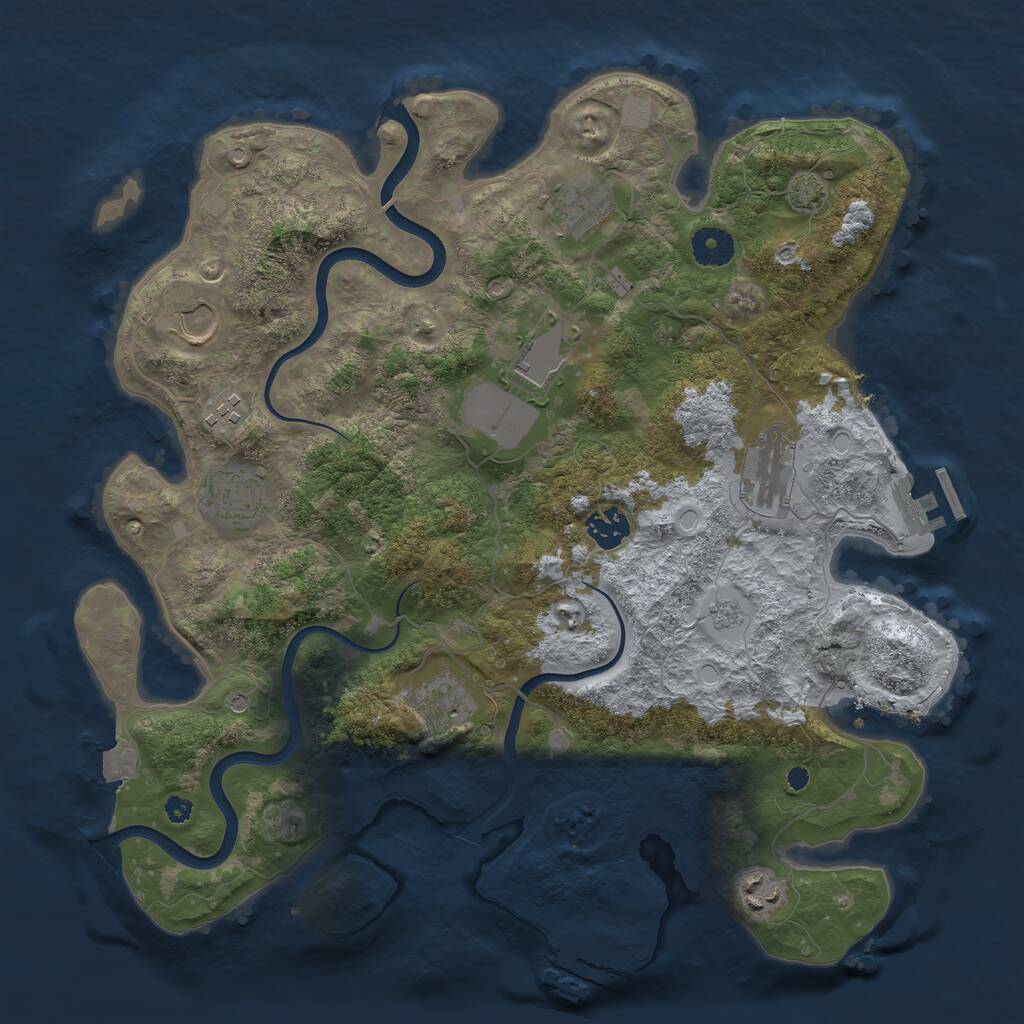 Rust Map: Procedural Map, Size: 3750, Seed: 423161510, 15 Monuments