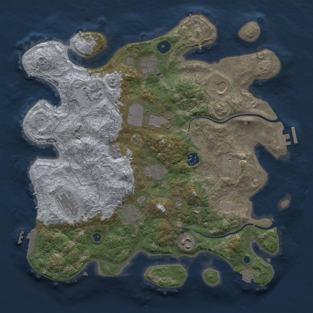 Rust Map: Procedural Map, Size: 3700, Seed: 529298442, 17 Monuments