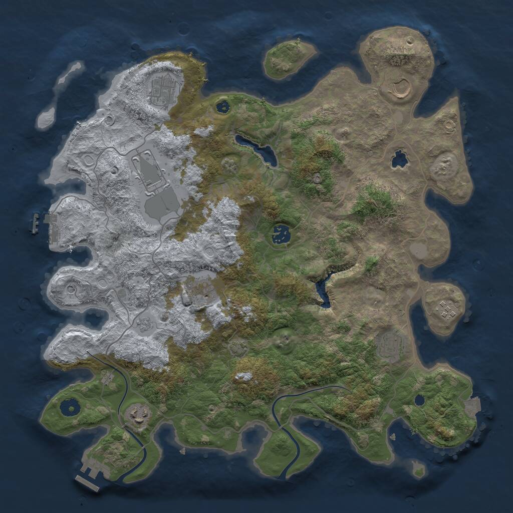 Rust Map: Procedural Map, Size: 4000, Seed: 1145366670, 14 Monuments