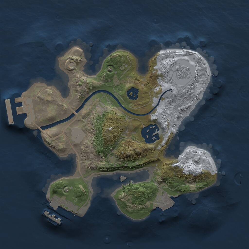 Rust Map: Procedural Map, Size: 2000, Seed: 1250, 5 Monuments