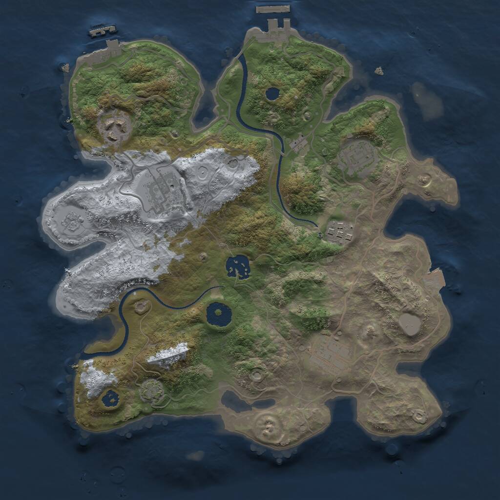 Rust Map: Procedural Map, Size: 3000, Seed: 124365544, 12 Monuments