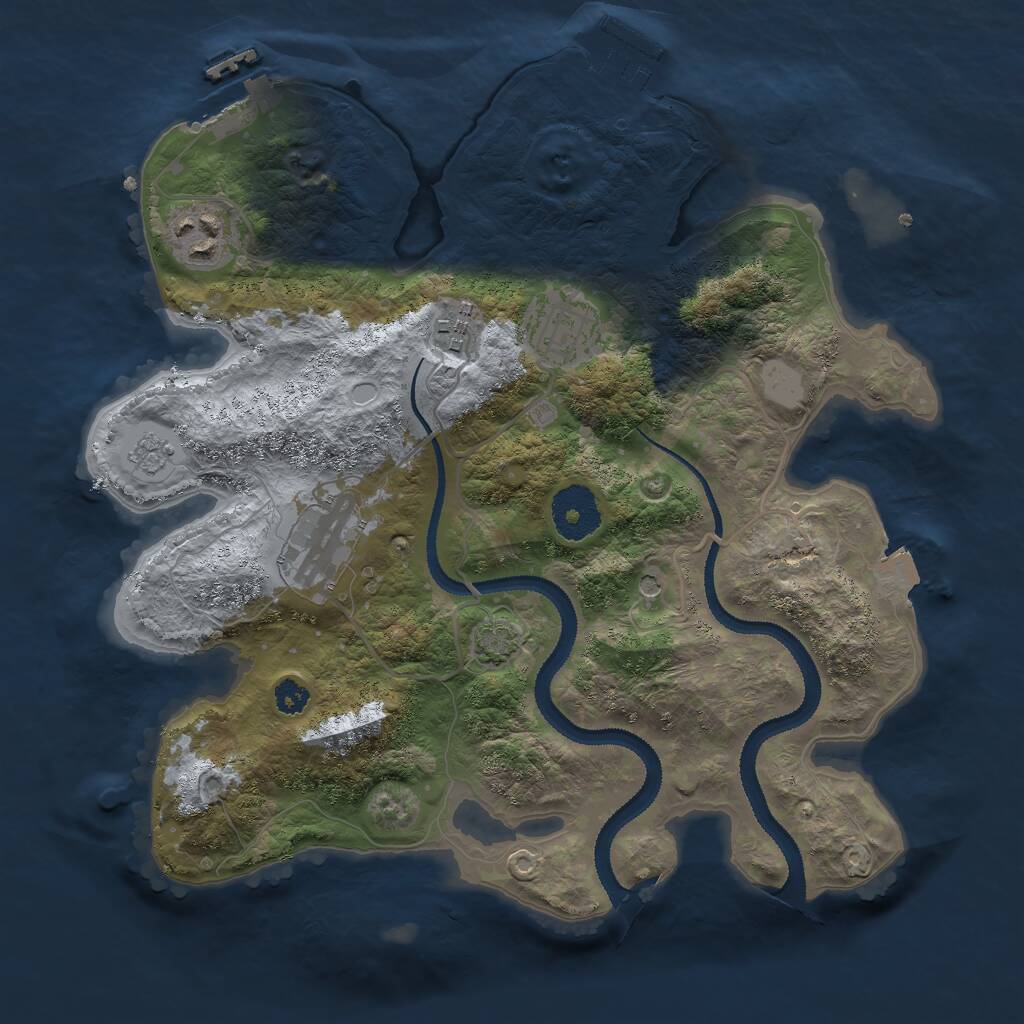 Rust Map: Procedural Map, Size: 3000, Seed: 124365544, 10 Monuments