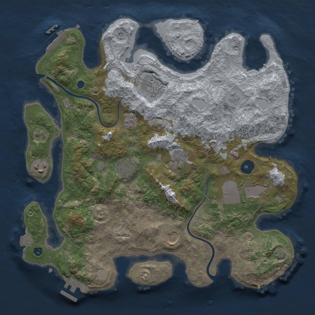 Rust Map: Procedural Map, Size: 3500, Seed: 342687047, 13 Monuments