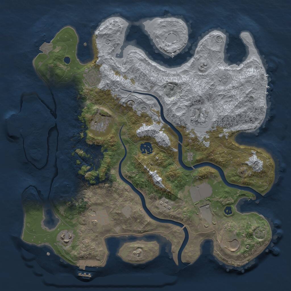 Rust Map: Procedural Map, Size: 3500, Seed: 342687047, 15 Monuments
