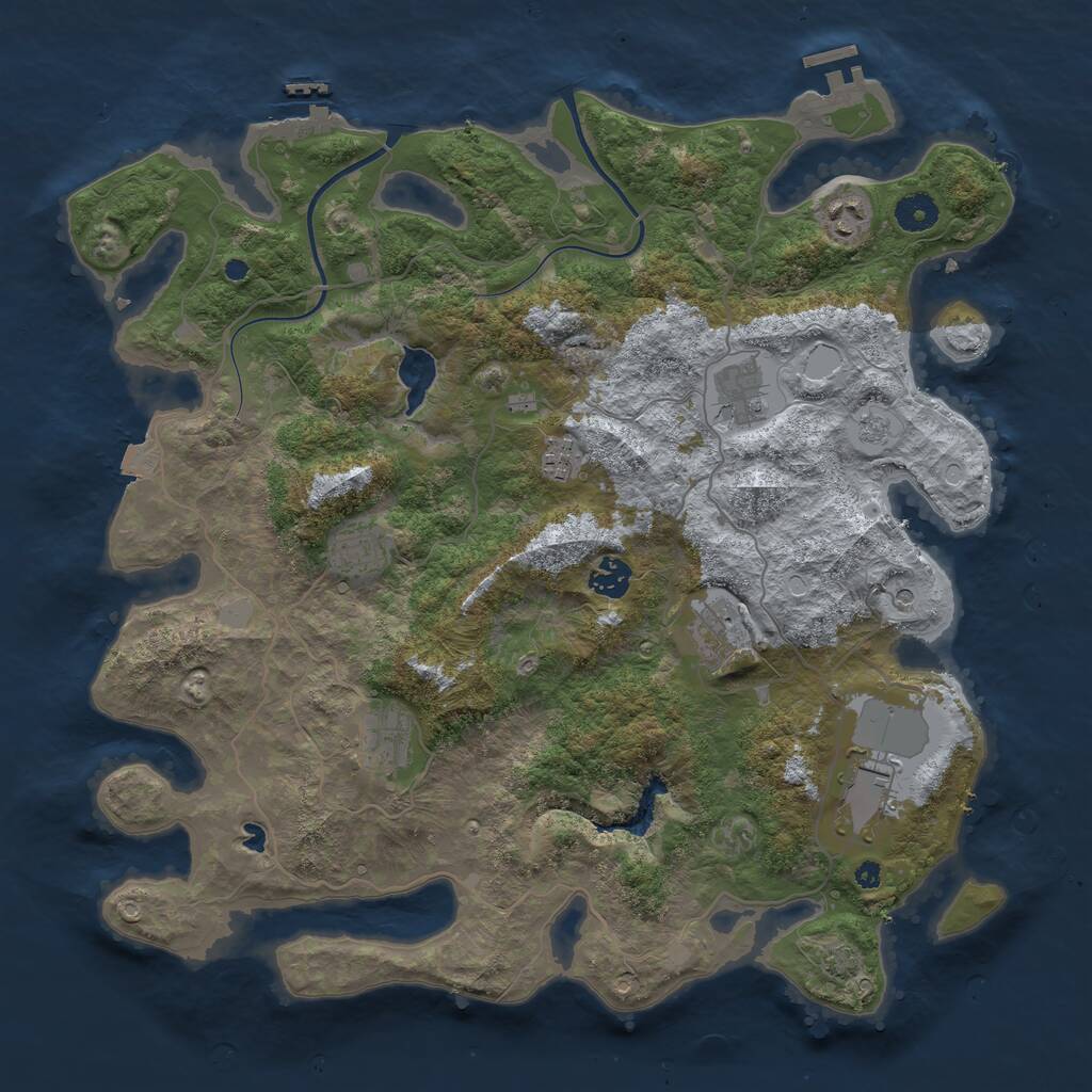 Rust Map: Procedural Map, Size: 4000, Seed: 20652, 14 Monuments