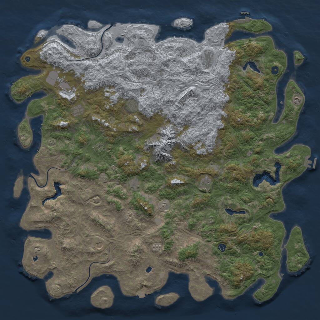 Rust Map: Procedural Map, Size: 6000, Seed: 1410426270, 17 Monuments