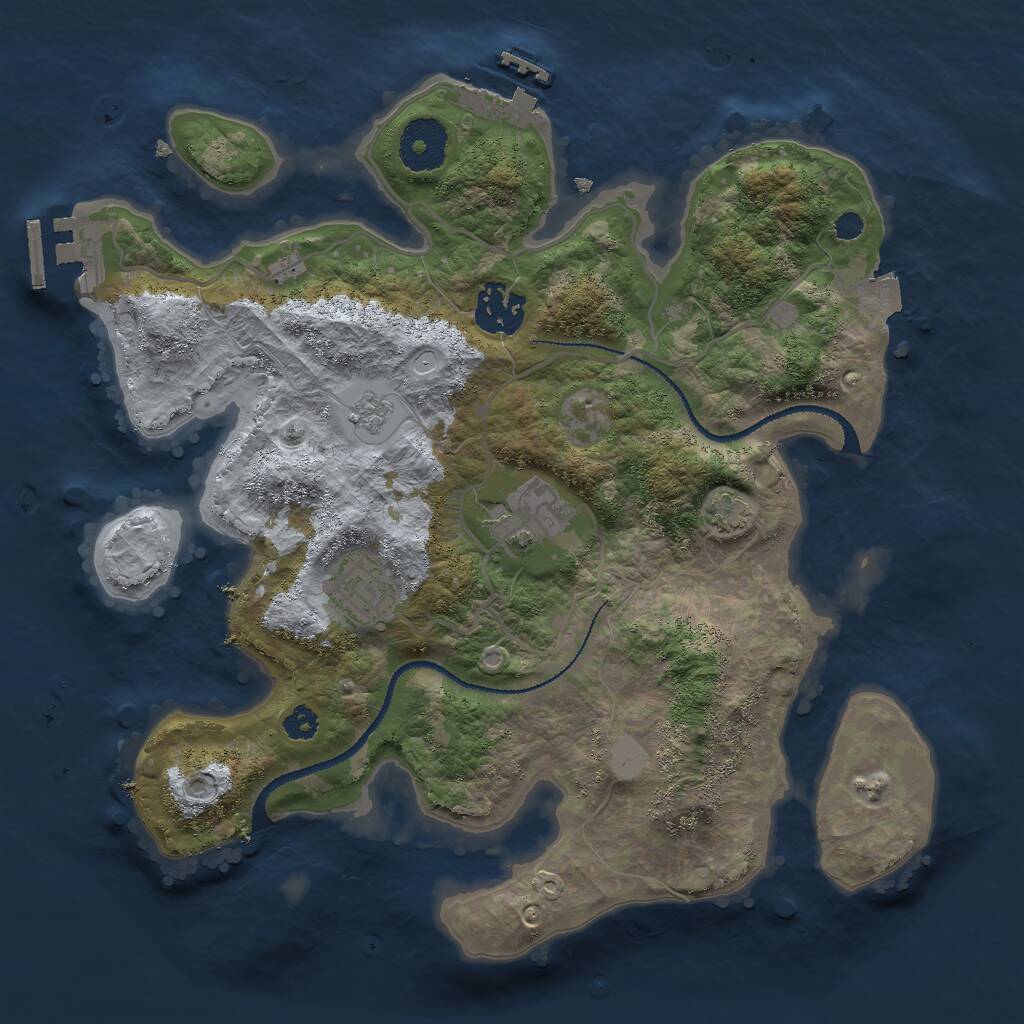 Rust Map: Procedural Map, Size: 3000, Seed: 1466794504, 8 Monuments