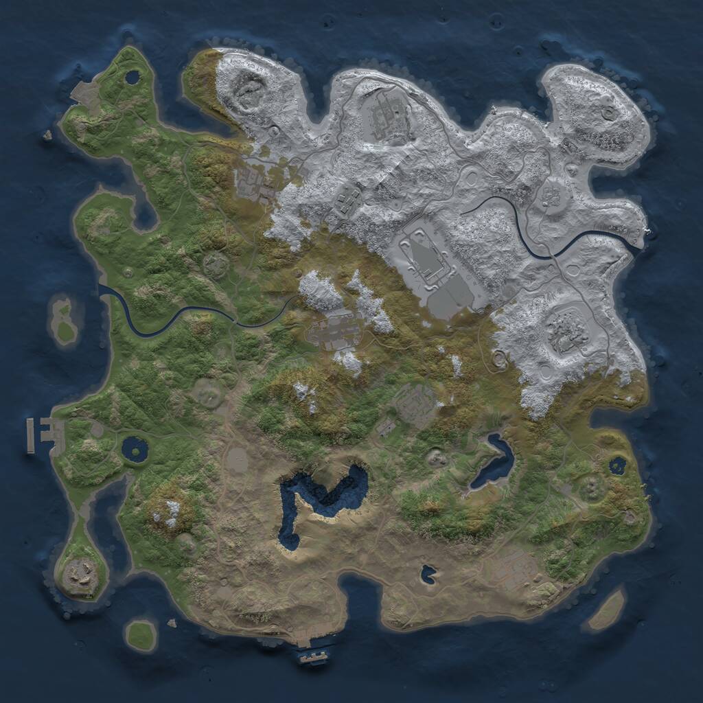 Rust Map: Procedural Map, Size: 4000, Seed: 1930842156, 14 Monuments