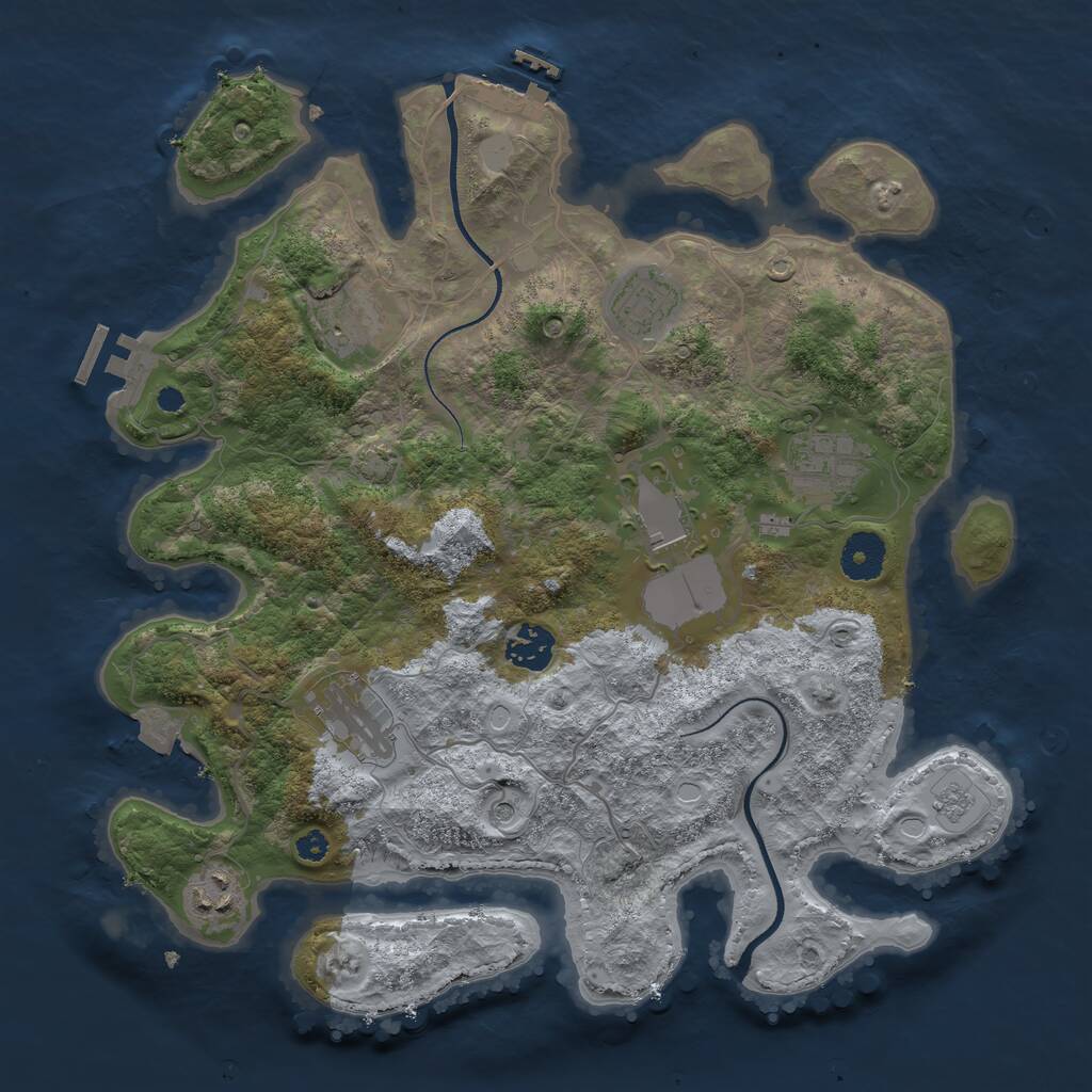 Rust Map: Procedural Map, Size: 3500, Seed: 1028274944, 13 Monuments