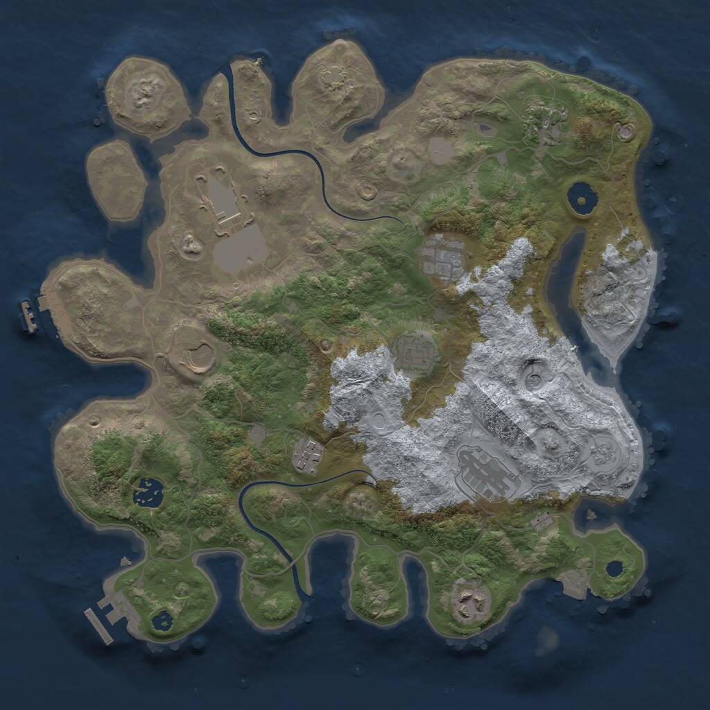 Rust Map: Procedural Map, Size: 3500, Seed: 1302528822, 15 Monuments