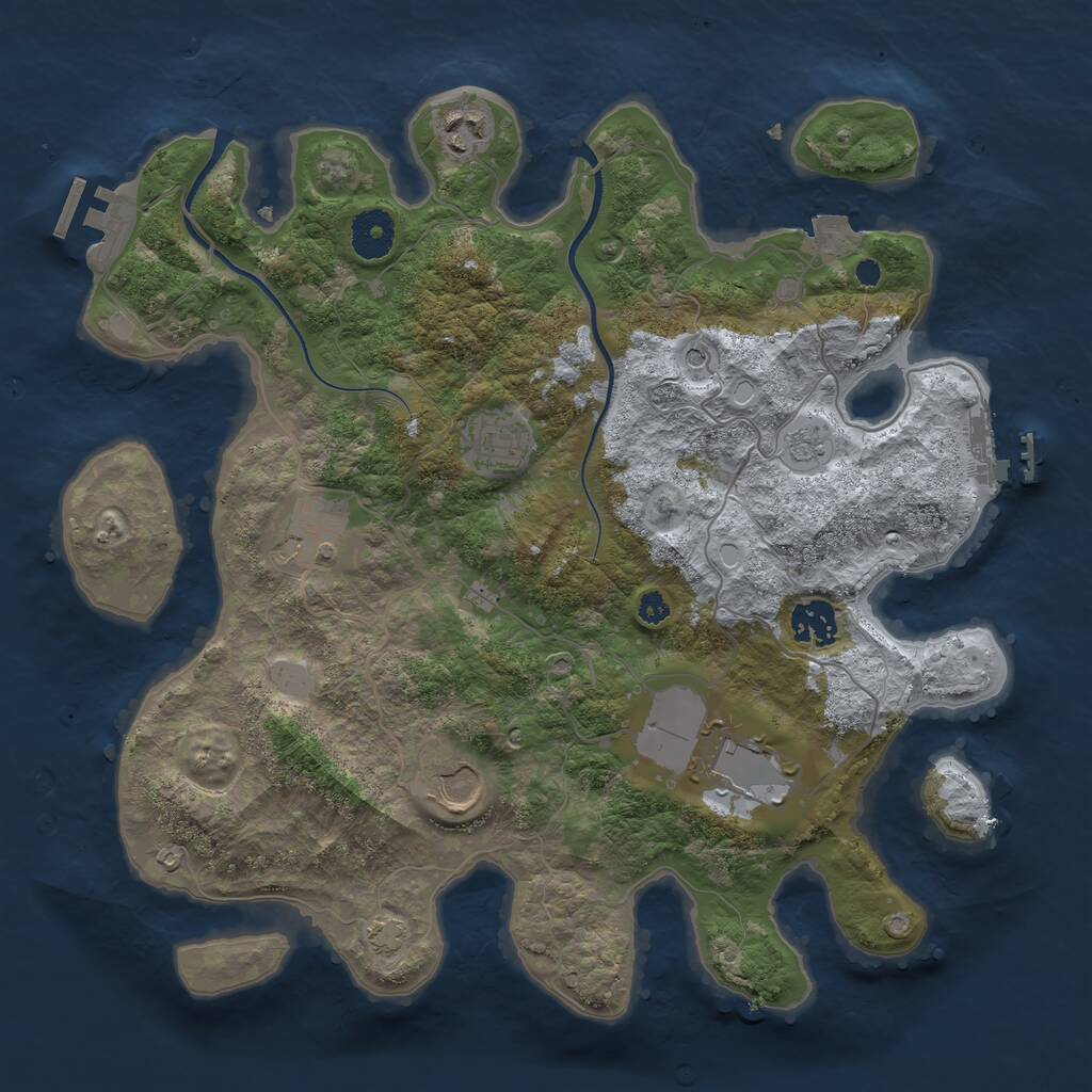 Rust Map: Procedural Map, Size: 3500, Seed: 2063421593, 12 Monuments