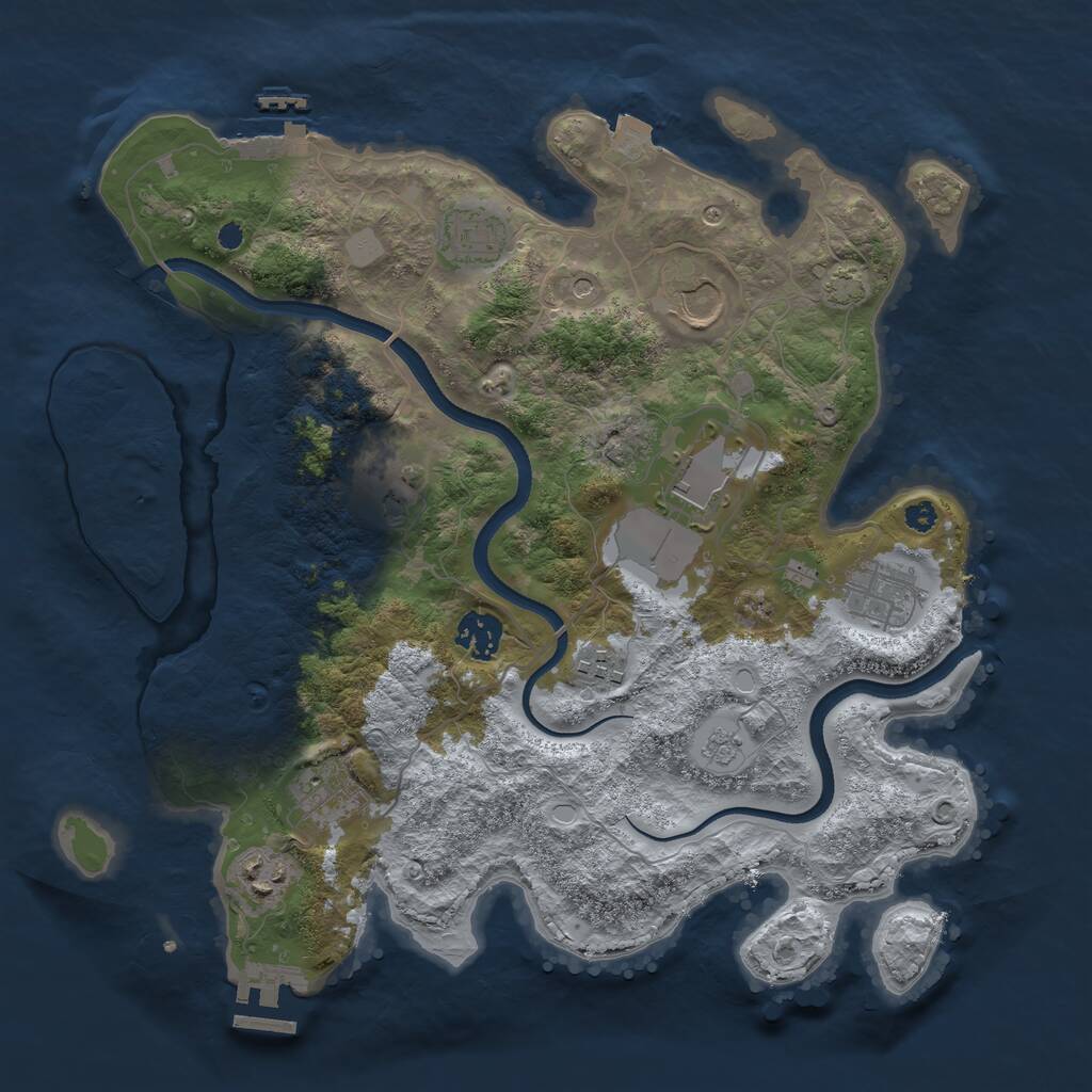 Rust Map: Procedural Map, Size: 3500, Seed: 253234821, 15 Monuments