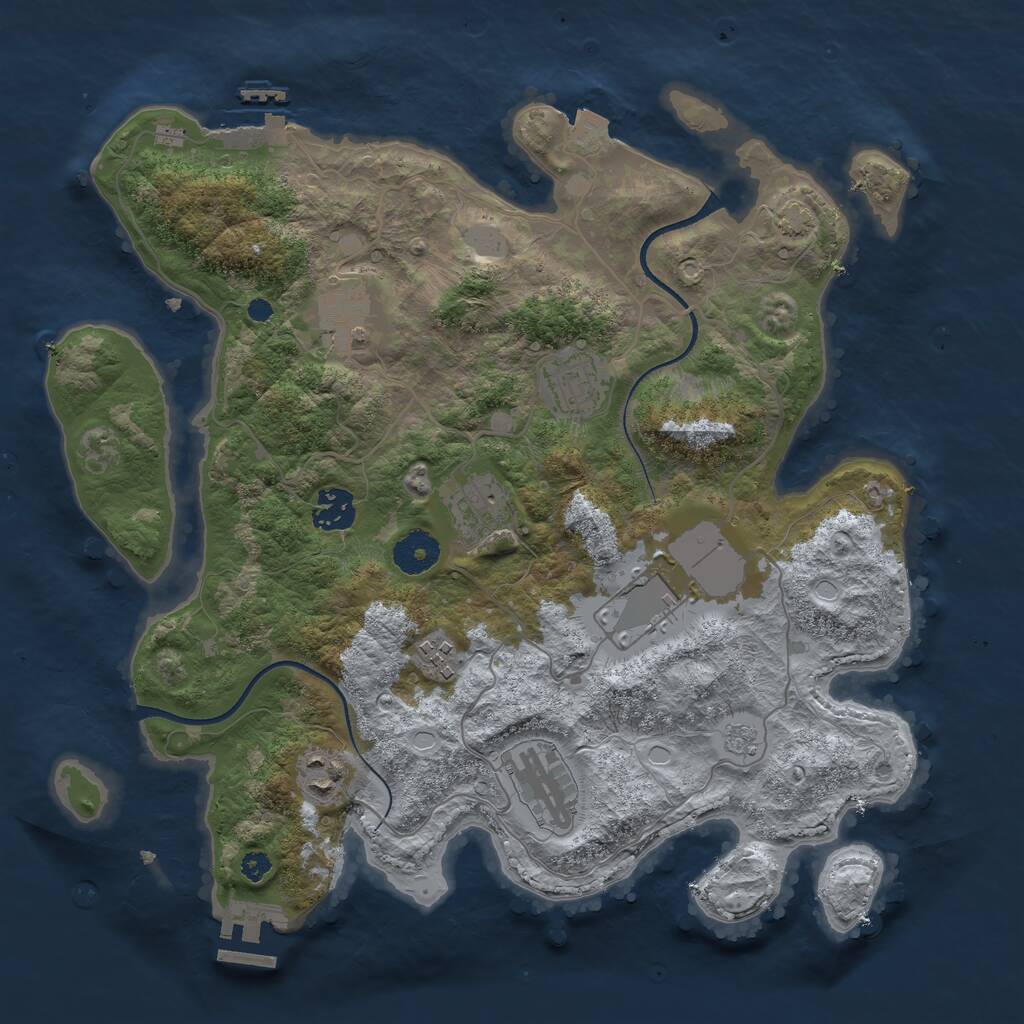 Rust Map: Procedural Map, Size: 3500, Seed: 253234821, 13 Monuments