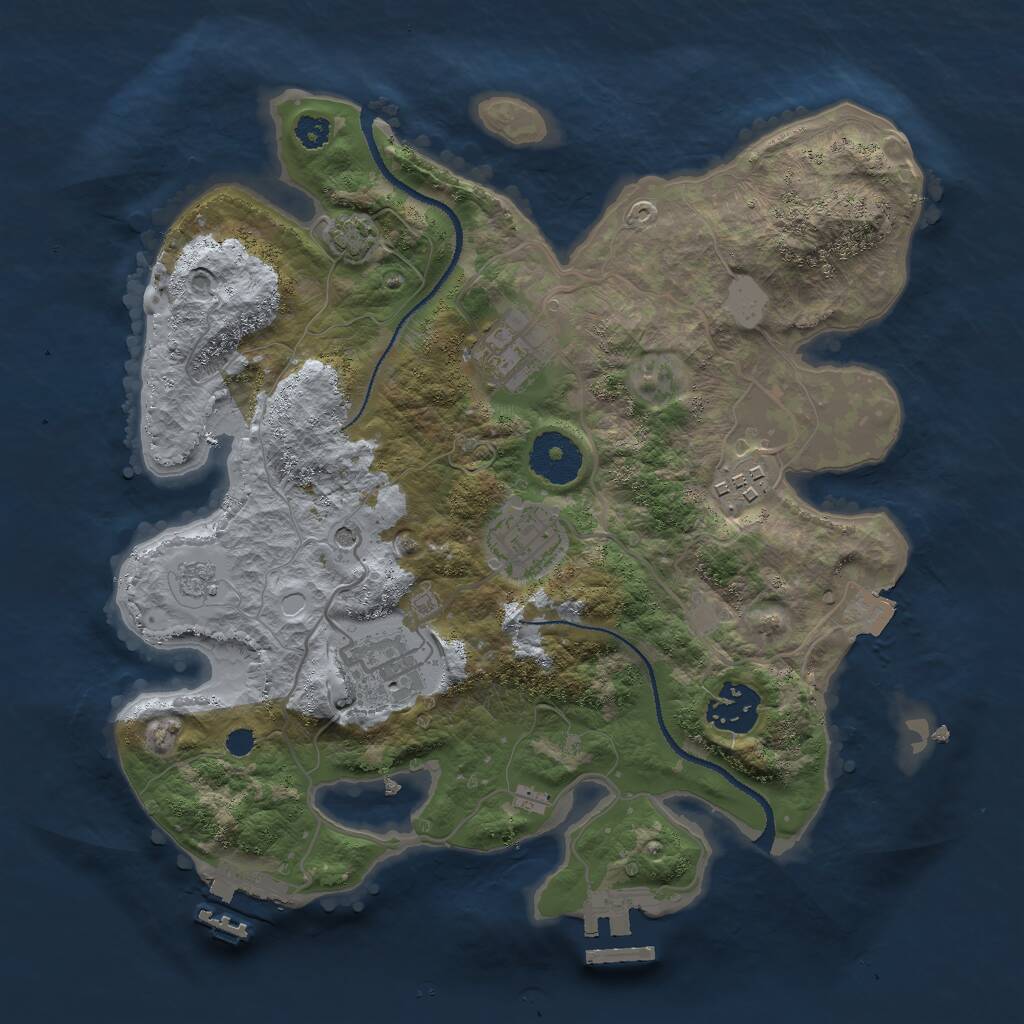 Rust Map: Procedural Map, Size: 3000, Seed: 1825783678, 11 Monuments