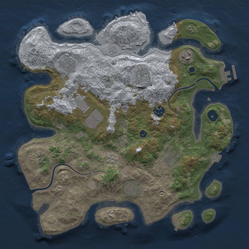 Rust Map: Procedural Map, Size: 3500, Seed: 612868590, 14 Monuments