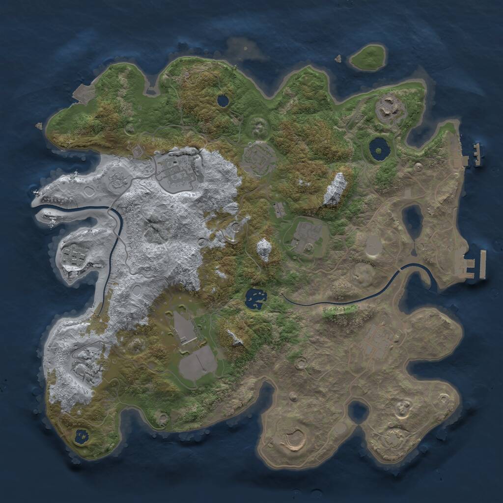 Rust Map: Procedural Map, Size: 3500, Seed: 1048099142, 16 Monuments