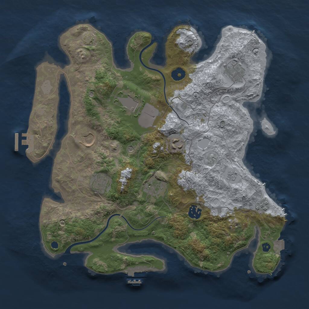 Rust Map: Procedural Map, Size: 3500, Seed: 648409973, 14 Monuments