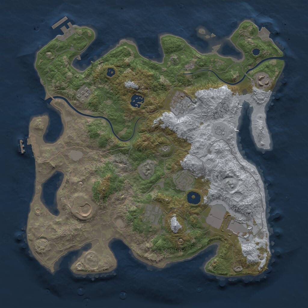 Rust Map: Procedural Map, Size: 3500, Seed: 202412051, 14 Monuments