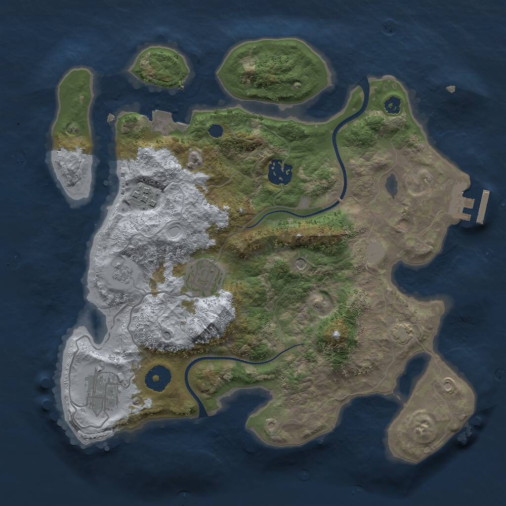 Rust Map: Procedural Map, Size: 3000, Seed: 7187, 9 Monuments