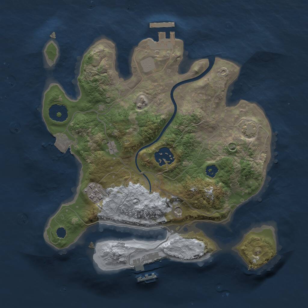 Rust Map: Procedural Map, Size: 2500, Seed: 2110901671, 7 Monuments