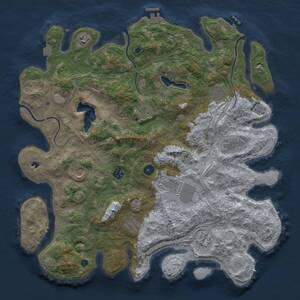 Thumbnail Rust Map: Procedural Map, Size: 4300, Seed: 2119529429, 16 Monuments