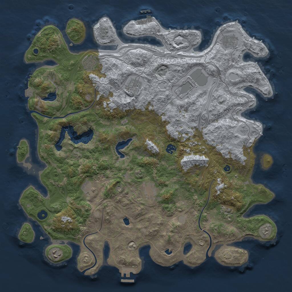 Rust Map: Procedural Map, Size: 4500, Seed: 2045244486, 16 Monuments