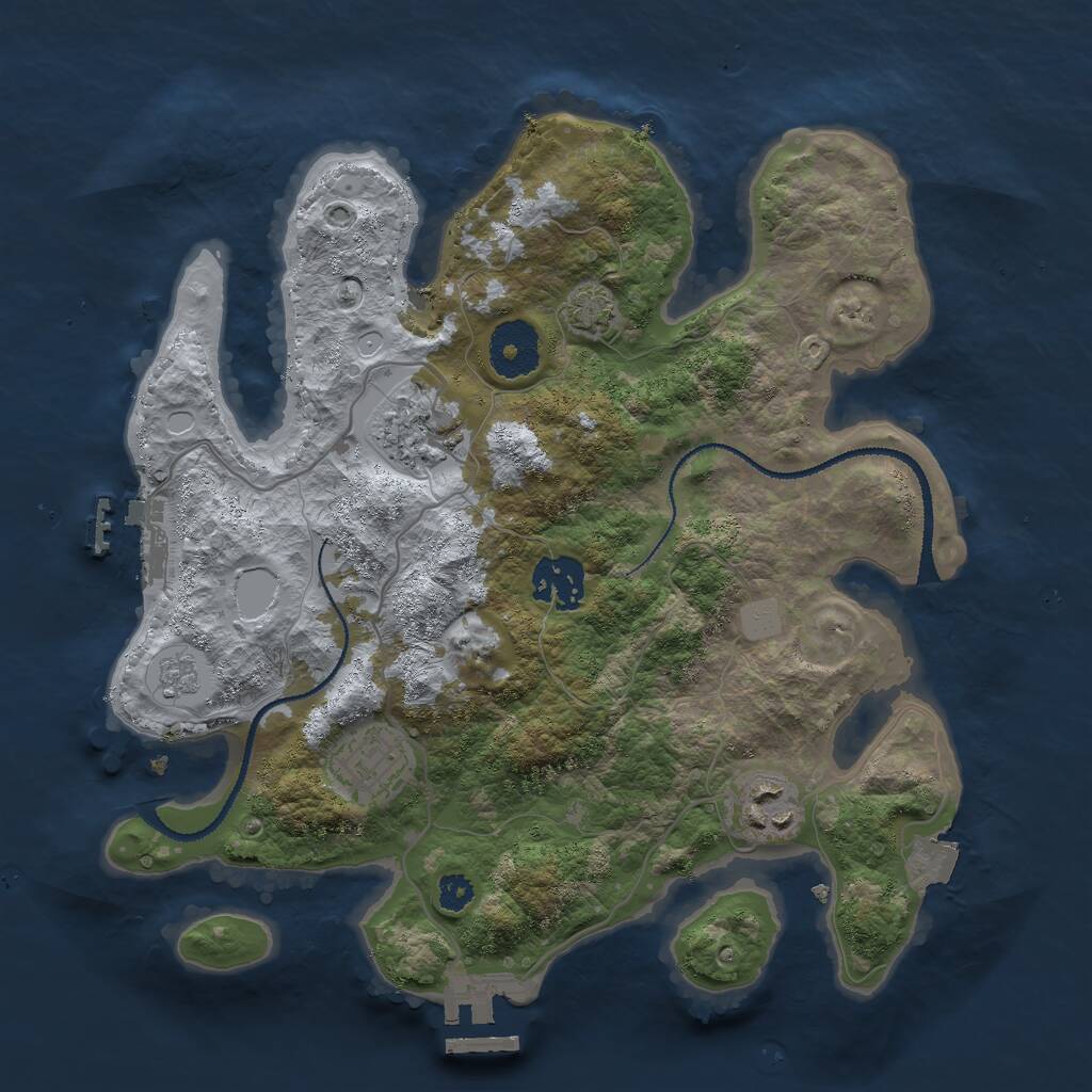 Rust Map: Procedural Map, Size: 3000, Seed: 2987104, 9 Monuments
