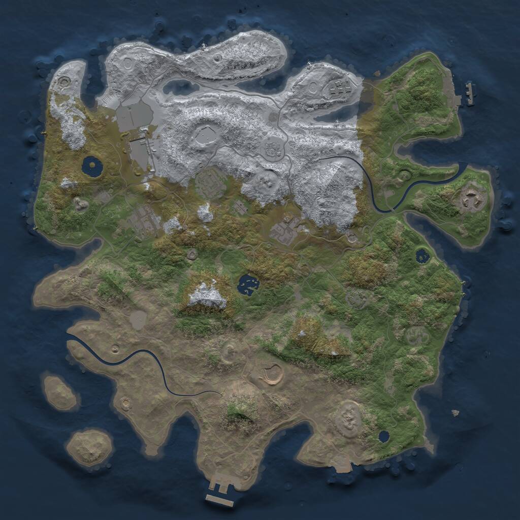 Rust Map: Procedural Map, Size: 3750, Seed: 111303818, 14 Monuments