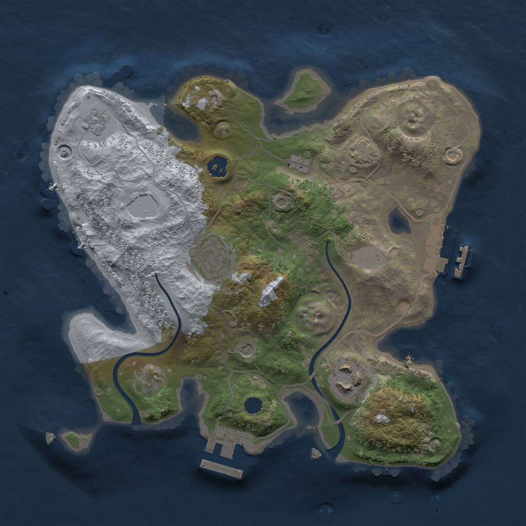 Rust Map: Procedural Map, Size: 2500, Seed: 326060916, 8 Monuments