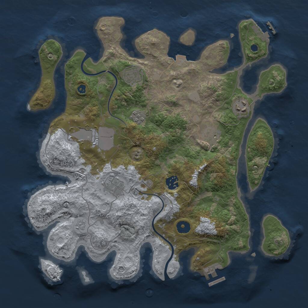 Rust Map: Procedural Map, Size: 3500, Seed: 782507913, 11 Monuments