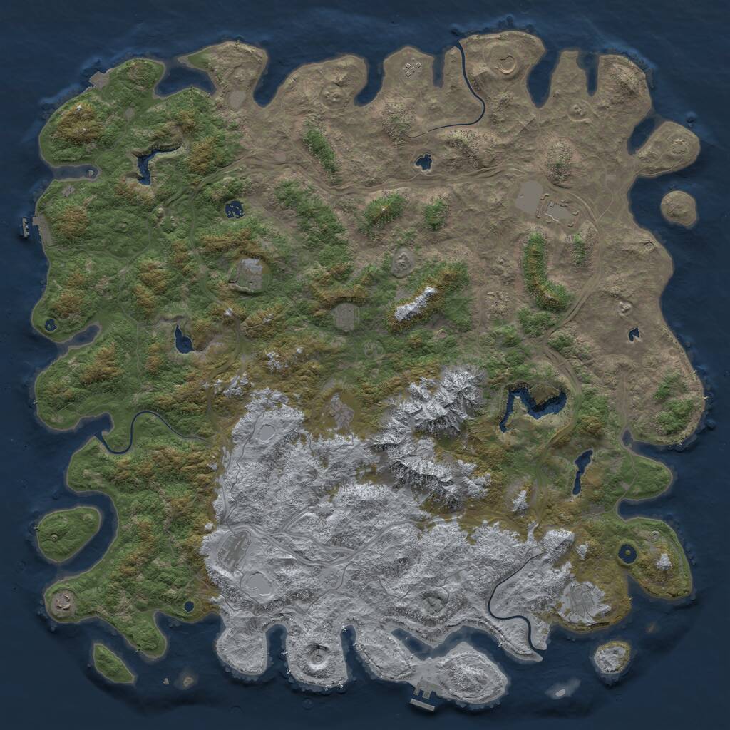 Rust Map: Procedural Map, Size: 6000, Seed: 1903192329, 17 Monuments