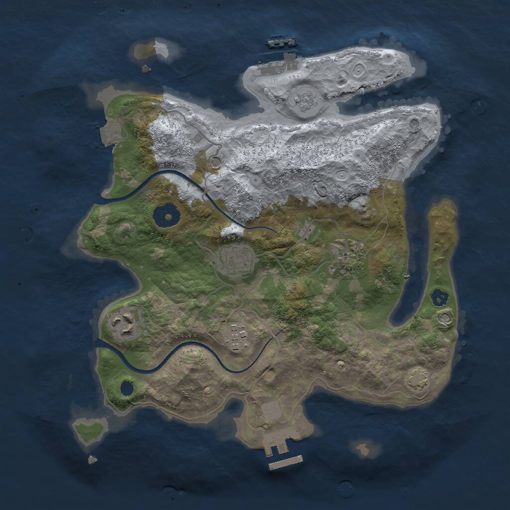 Rust Map: Procedural Map, Size: 3000, Seed: 30029, 10 Monuments