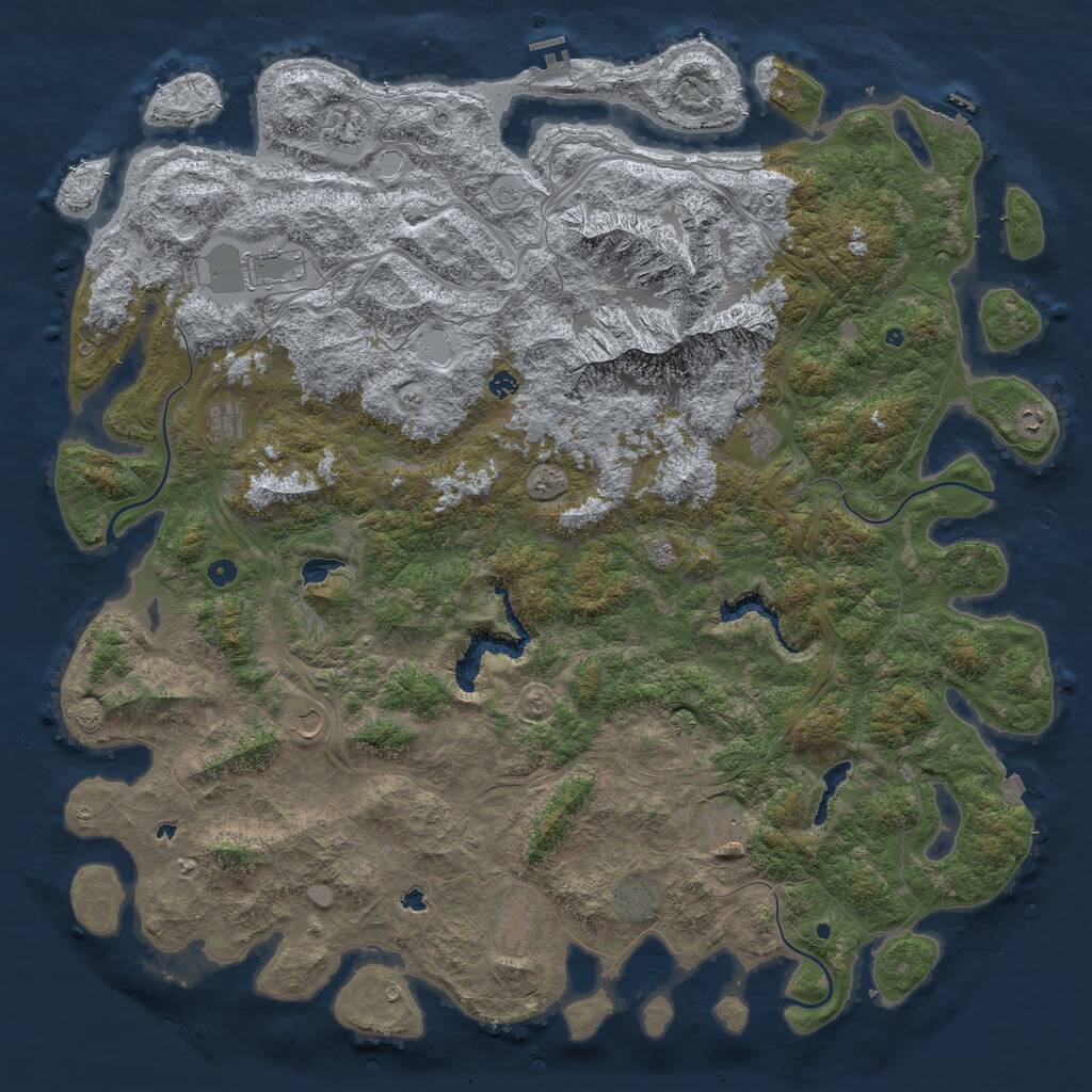 Rust Map: Procedural Map, Size: 6000, Seed: 1815145080, 17 Monuments