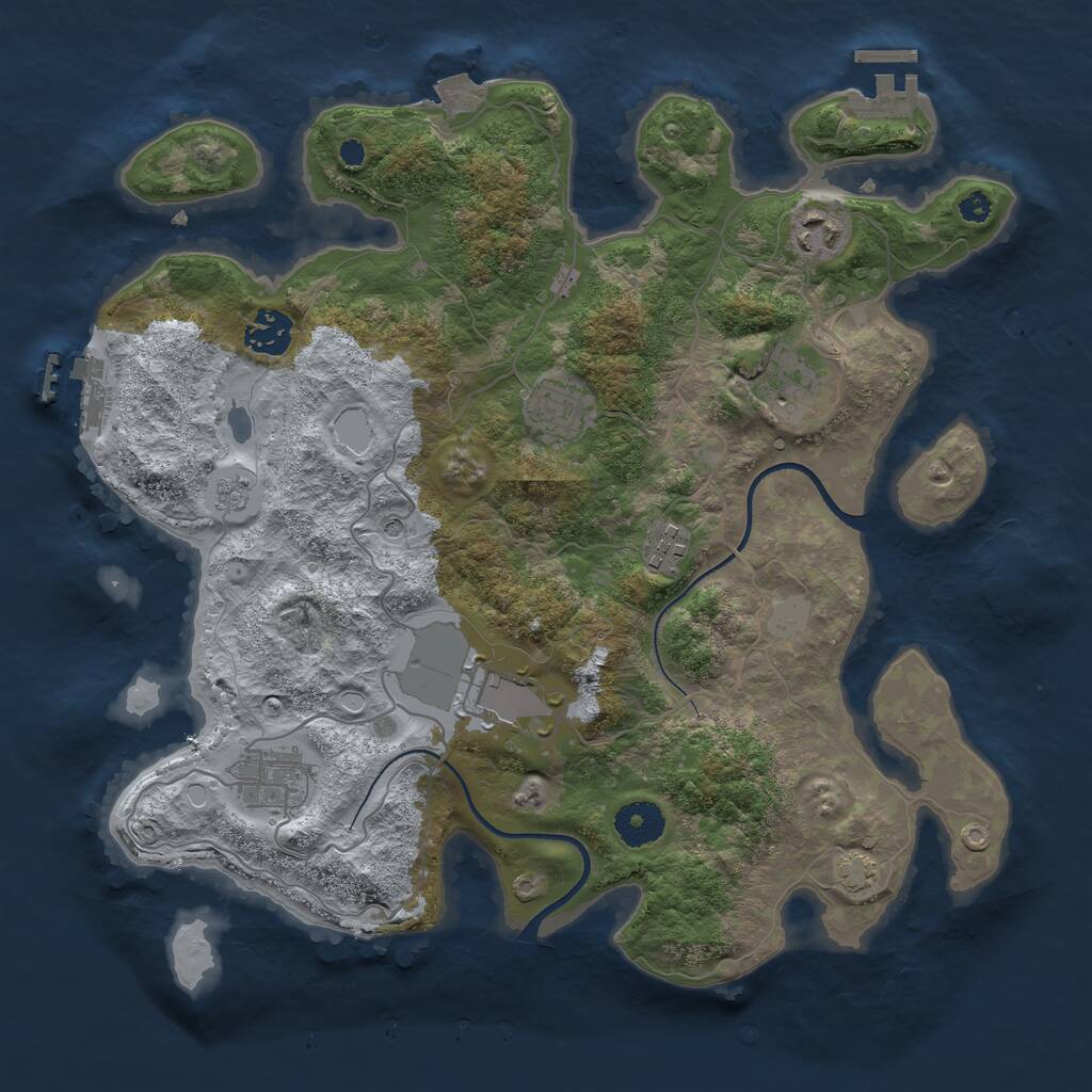 Rust Map: Procedural Map, Size: 3500, Seed: 1914531067, 13 Monuments